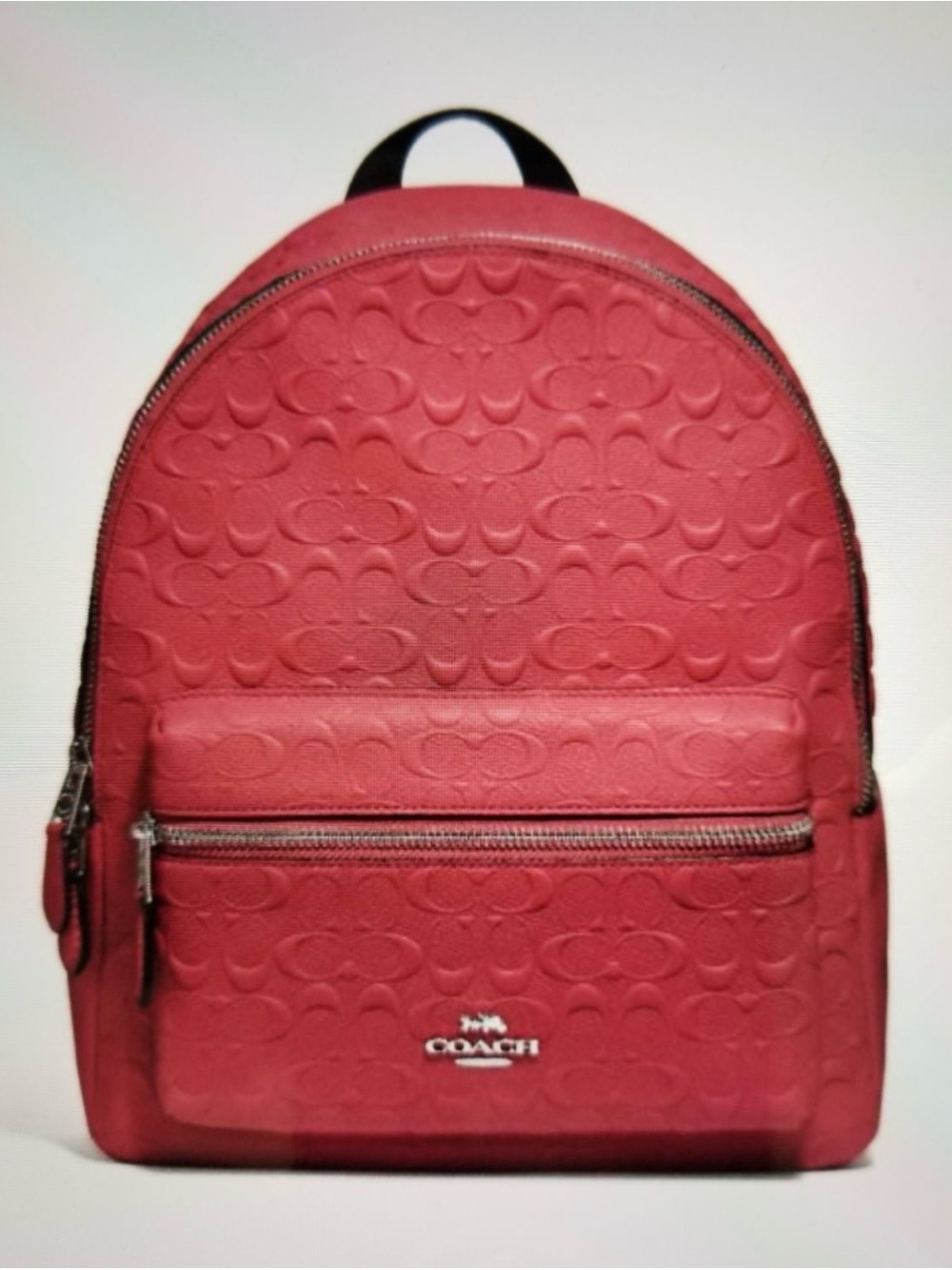 NWT Coach Medium Charlie Signature Embossed Backpack in Weathered Red